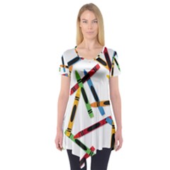 Crayons Color Pencils Stationary Short Sleeve Tunic 