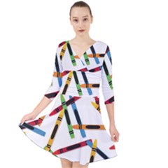 Crayons Color Pencils Stationary Quarter Sleeve Front Wrap Dress