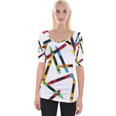 Crayons Color Pencils Stationary Wide Neckline Tee