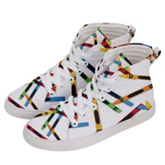 Crayons Color Pencils Stationary Women s Hi-top Skate Sneakers