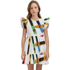 Crayons Color Pencils Stationary Kids  Winged Sleeve Dress