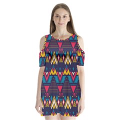 Pattern Colorful Aztec Shoulder Cutout Velvet One Piece