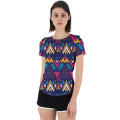 Pattern Colorful Aztec Back Cut Out Sport Tee