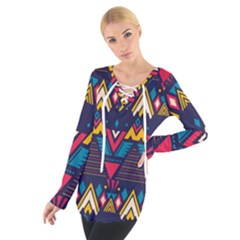 Pattern Colorful Aztec Tie Up Tee