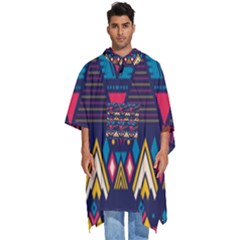 Pattern Colorful Aztec Men s Hooded Rain Ponchos