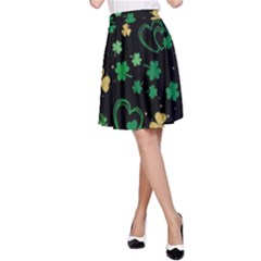 Clovers Flowers Clover Pat A-line Skirt by Ravend