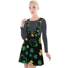 Clovers Flowers Clover Pat Plunge Pinafore Velour Dress