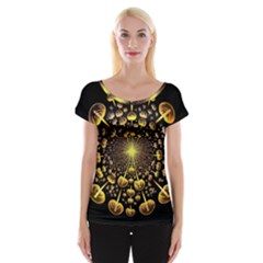 Mushroom Fungus Gold Psychedelic Cap Sleeve Top