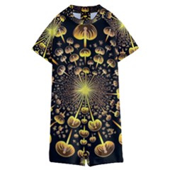 Mushroom Fungus Gold Psychedelic Kids  Boyleg Half Suit Swimwear by Ravend