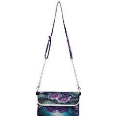 Roses Water Lilies Watercolor Mini Crossbody Handbag by Ravend