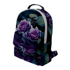 Roses Water Lilies Watercolor Flap Pocket Backpack (large)