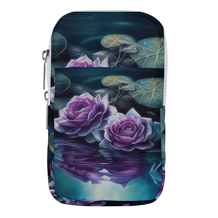 Roses Water Lilies Watercolor Waist Pouch (Small)