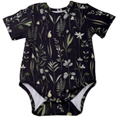 Plants Floral Art Pattern Design Baby Short Sleeve Bodysuit