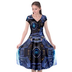 Digital Technology Cap Sleeve Wrap Front Dress by Ravend