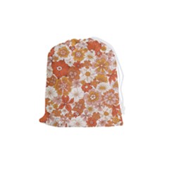 Flowers Petals Leaves Floral Print Drawstring Pouch (medium)