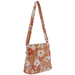 Flowers Petals Leaves Floral Print Zipper Messenger Bag by Ravend