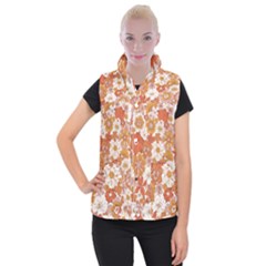 Flowers Petals Leaves Floral Print Women s Button Up Vest