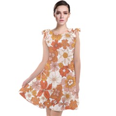 Flowers Petals Leaves Floral Print Tie Up Tunic Dress by Ravend