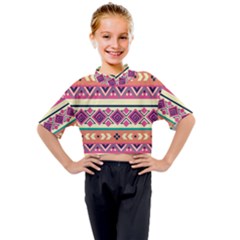 Unique Pattern Design Vintage Retro Art Kids Mock Neck Tee