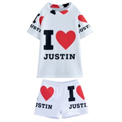 I Love Justin Kids  Swim Tee And Shorts Set by ilovewhateva