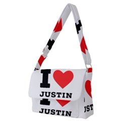 I Love Justin Full Print Messenger Bag (m) by ilovewhateva