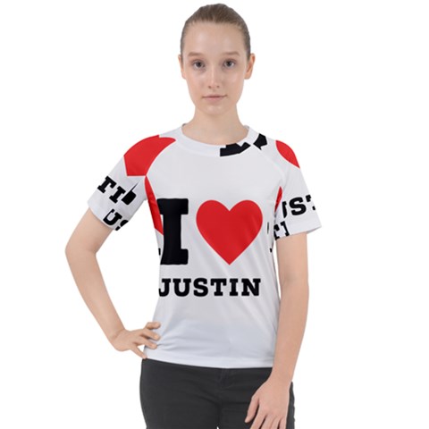 I Love Justin Women s Sport Raglan Tee by ilovewhateva