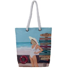 Vacation On The Ocean Full Print Rope Handle Tote (small) by SychEva