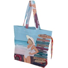 Vacation On The Ocean Drawstring Tote Bag