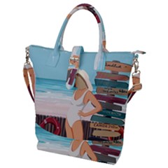 Vacation On The Ocean Buckle Top Tote Bag by SychEva