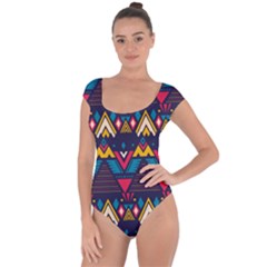 Pattern Colorful Aztec Short Sleeve Leotard 