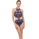 Pattern Colorful Aztec Halter Side Cut Swimsuit View1