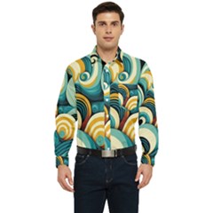 Waves Ocean Sea Abstract Whimsical (1) Men s Long Sleeve Pocket Shirt  by Jancukart