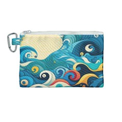 Waves Ocean Sea Abstract Whimsical (2) Canvas Cosmetic Bag (medium) by Jancukart