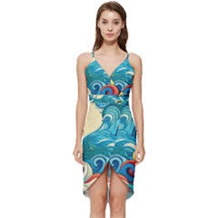 Waves Ocean Sea Abstract Whimsical (2) Wrap Frill Dress by Jancukart