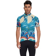 Waves Ocean Sea Abstract Whimsical (2) Men s Short Sleeve Cycling Jersey by Jancukart