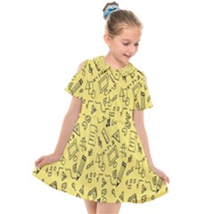 Back-to-school Kids  Short Sleeve Shirt Dress by nateshop