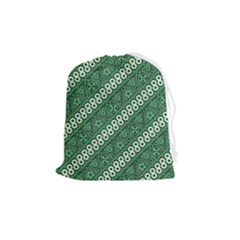 Batik-green Drawstring Pouch (Medium)