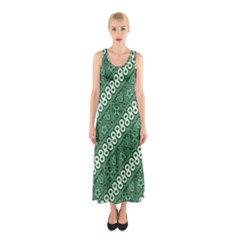 Batik-green Sleeveless Maxi Dress