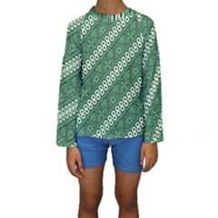 Batik-green Kids  Long Sleeve Swimwear