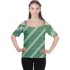 Batik-green Cutout Shoulder Tee