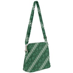 Batik-green Zipper Messenger Bag by nateshop