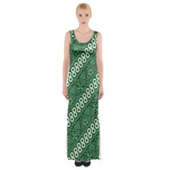 Batik-green Thigh Split Maxi Dress