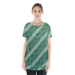 Batik-green Skirt Hem Sports Top by nateshop