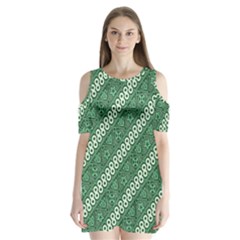 Batik-green Shoulder Cutout Velvet One Piece