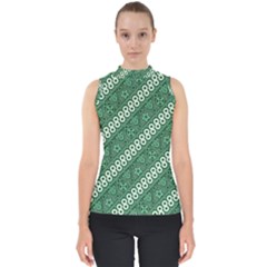 Batik-green Mock Neck Shell Top