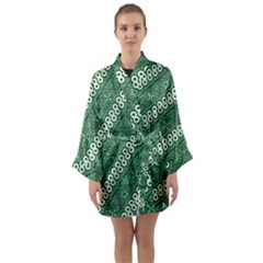 Batik-green Long Sleeve Satin Kimono