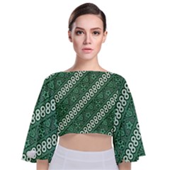 Batik-green Tie Back Butterfly Sleeve Chiffon Top by nateshop