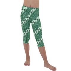 Batik-green Kids  Lightweight Velour Capri Leggings 