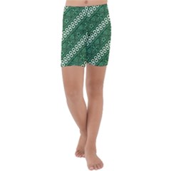 Batik-green Kids  Lightweight Velour Capri Yoga Leggings