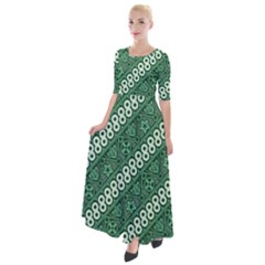 Batik-green Half Sleeves Maxi Dress